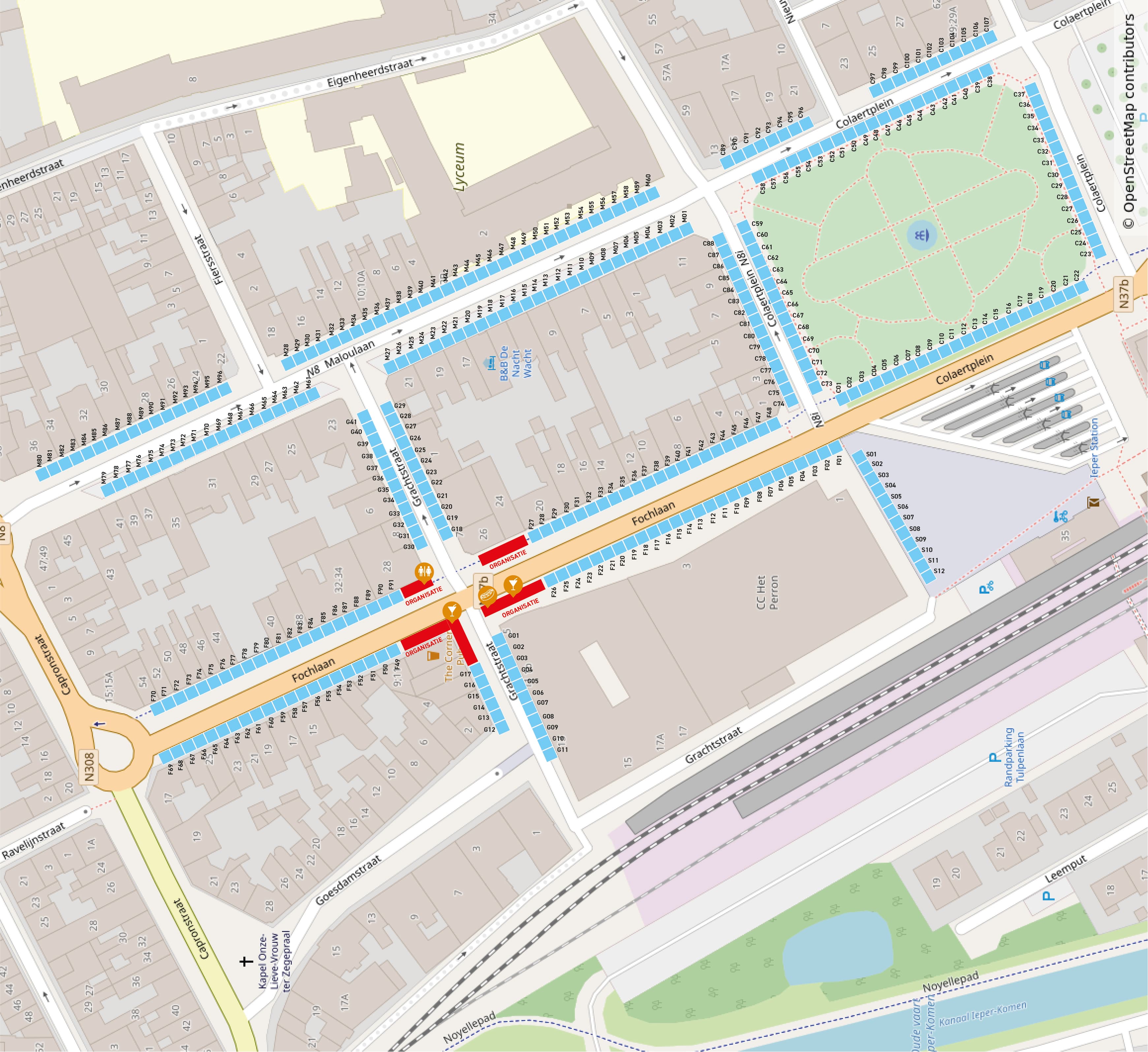 Plattegrond Jo's Rommelmarkt Ieper 2026 - Stationsbuurt